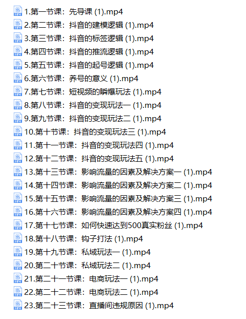 抖音流量认知课，短视频+直播+私域 ( 干货视频教程 )-中文资源库