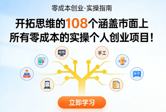 开拓思维的108个涵盖市面上所有零成本的实操个人创业项目！-中文资源库