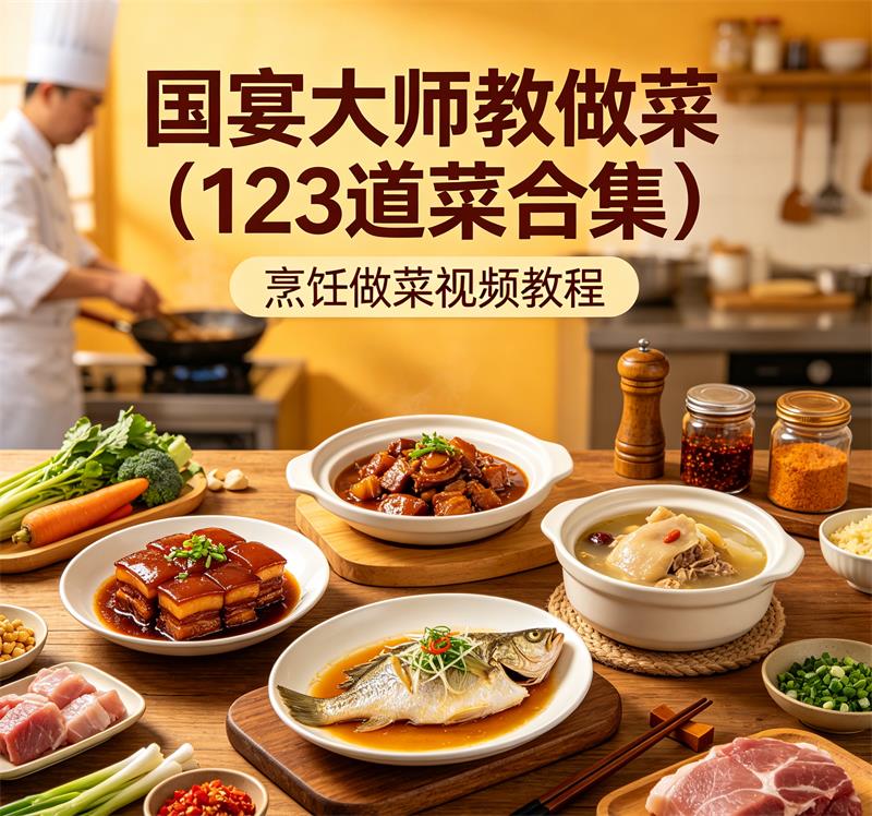 国宴大师教做菜（123道菜合集） 烹饪做菜视频教程-中文资源库