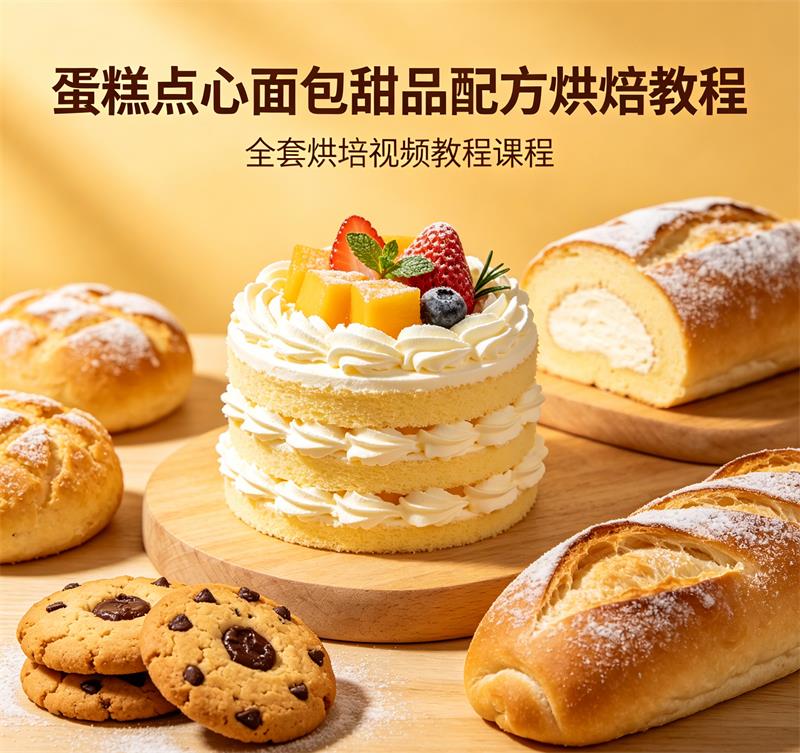 蛋糕点心面包甜品配方烘焙教程全套烘培视频教程课程-中文资源库