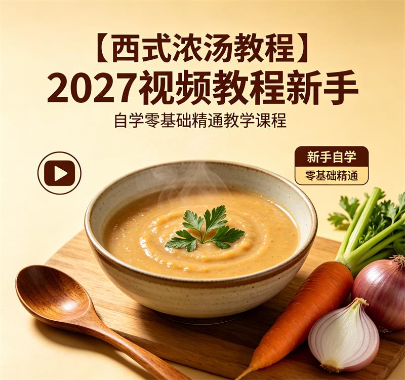 【西式浓汤教程】2027视频教程新手自学零基础精通教学课程-中文资源库
