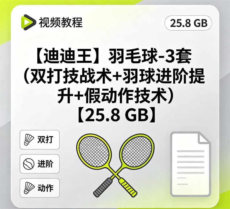迪迪王羽毛球3套 双打技战术+羽球进阶提升+假动作技术 25.8 GB-中文资源库