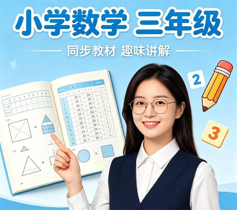 《数学精品课程》小学三年级人教版MP4动画视频课程+习题库PDF文档-中文资源库