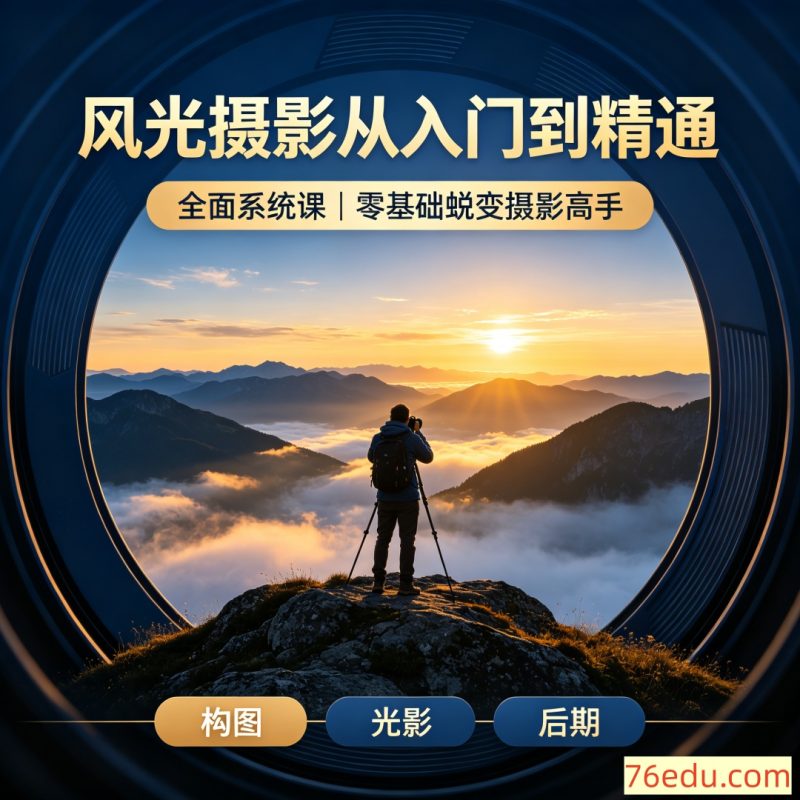 风光摄影从入门到精通，全面系统课，零基础蜕变摄影高手-中文资源库