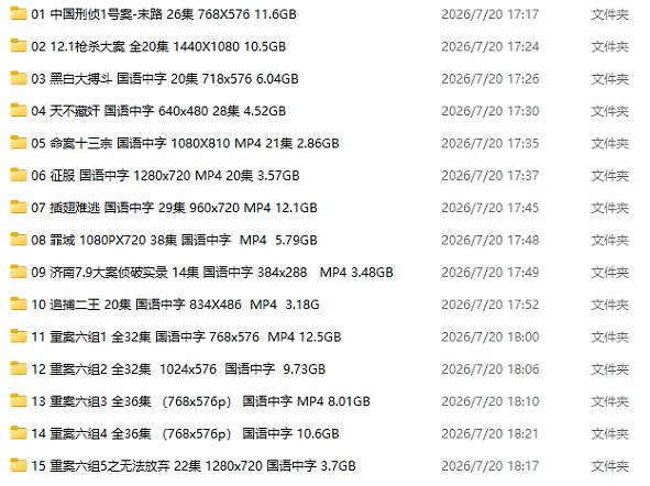 经典怀旧国产刑侦电视剧15部合集 网盘免费下载 适用于128G的U盘-中文资源库