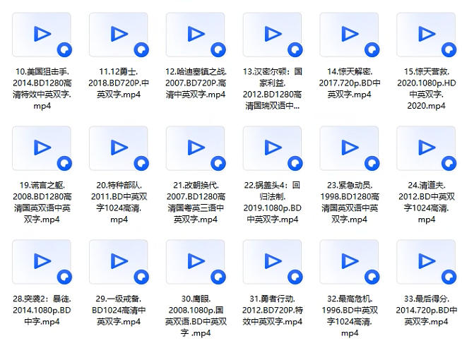 蓝光电影反恐电影33部合集 适用于64G的U盘-中文资源库