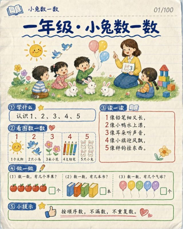 【10页高彩版】26秋一年级数学《第一课》课堂笔记.pdf-中文资源库