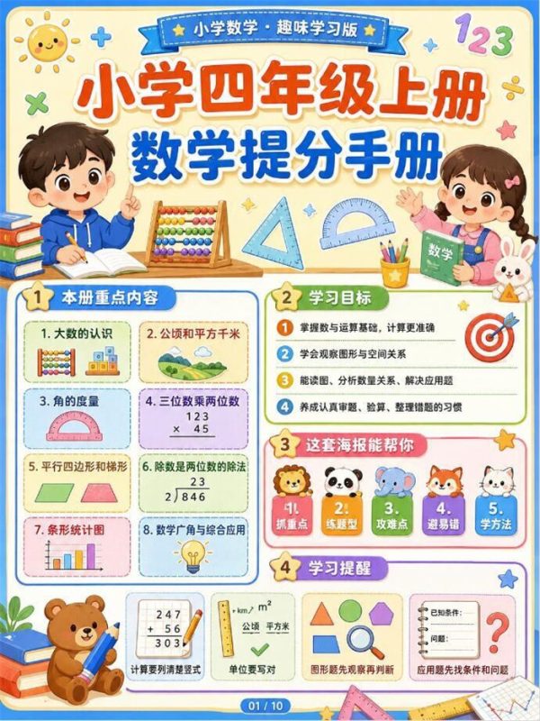 【10页高彩版】26秋小学数学四年级上知识点以及学习技巧.pdf-中文资源库