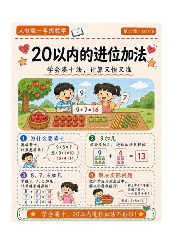 六-【15页高彩版】26秋20以内的进位加法.pdf-中文资源库