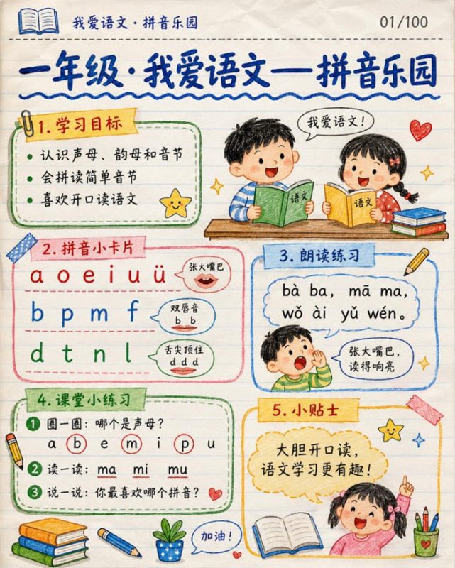 【10页高彩版】26秋一年级语文《爱语文》课堂笔记.pdf-中文资源库
