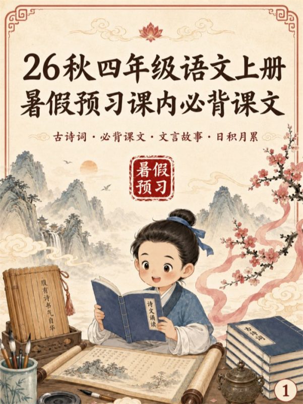 【高彩版23页】26秋四年级语文上册暑假预习课内必背知识卡.pdf-中文资源库