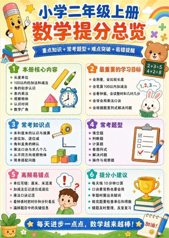 【10页高彩版】26秋小学数学二年级上册知识点总结和学习技巧.pdf-中文资源库