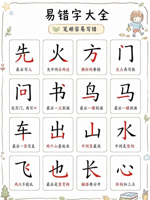 【8页高彩版】一年级易错字归纳整理.pdf-中文资源库